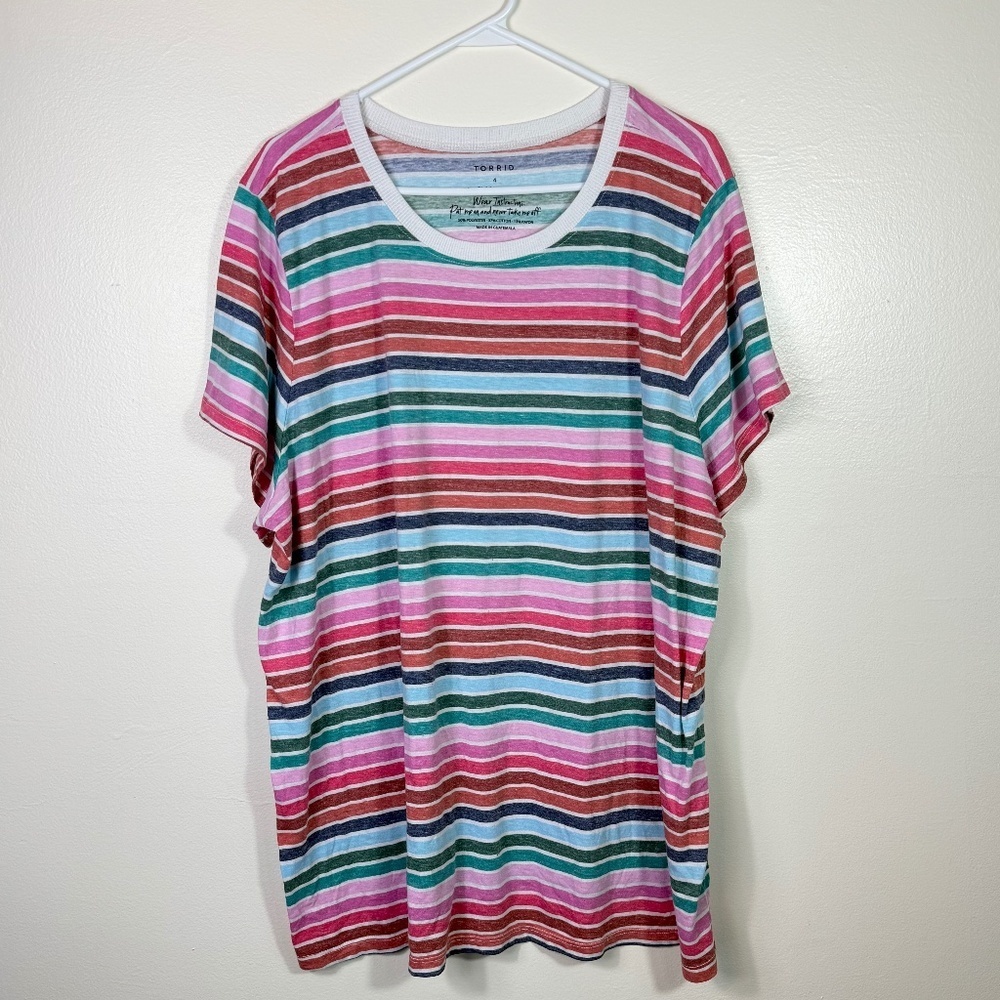 torrid Multi-Color Striped Scoop Neck Top